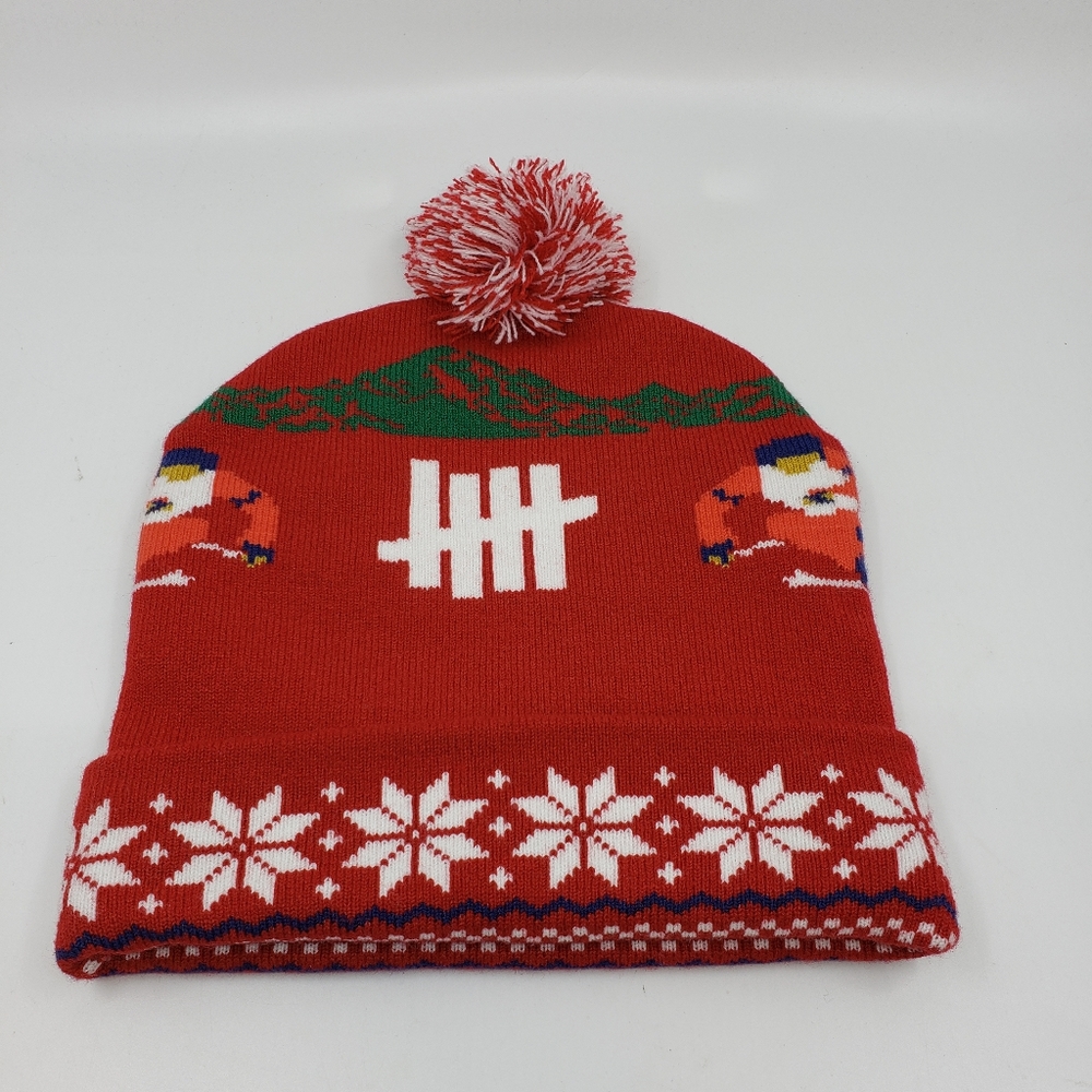 Undefeated Slalom pom pom beanie red